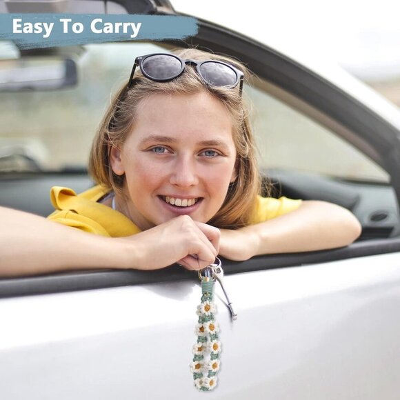 Boho Macrame Keychain Wristlet Keychain Weave Exquisite Keyring Holder Bracelet - Picture 5 of 7